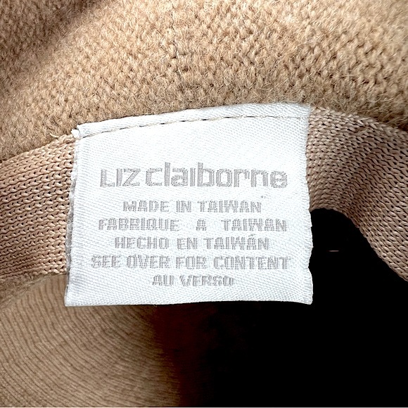 Vintage LIZ CLAIBORNE Wool Blend Tan Fuzzy Retro Bucket Hat with Felt Brown Bow - Picture 5 of 16